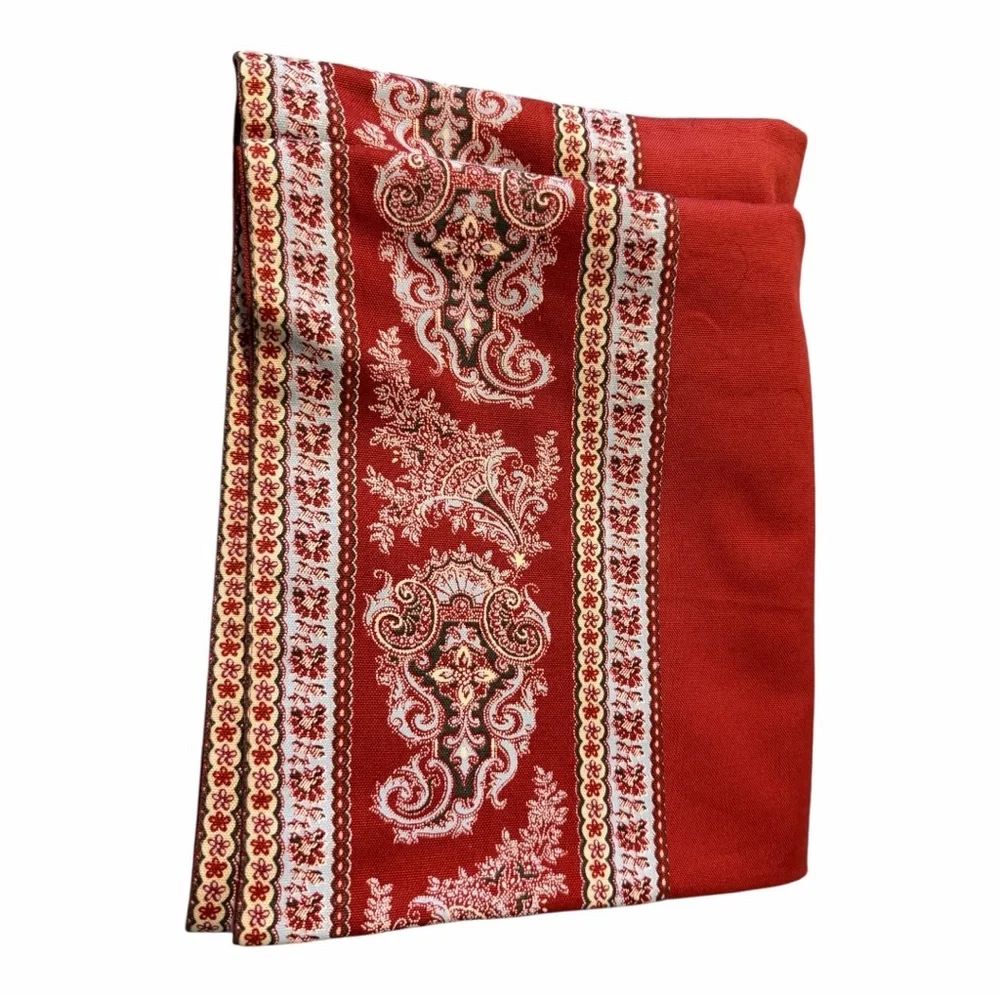Vintage Pottery Barn Red Paisley Table Runner